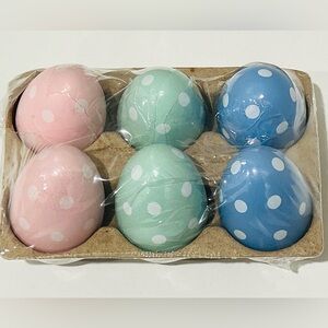 NEW! Bullseye Playground Decorative Polka Dot Wooden Easter Eggs (Set Of 6)- NWT